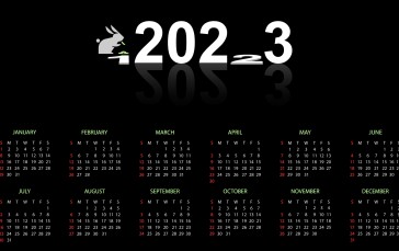 2023 (year), Calendar, Numbers, Black Background Wallpaper
