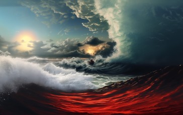 Tsunami, Ocean View, Waves, Landscape Wallpaper