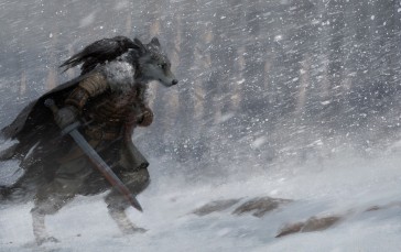 Furry, Warrior, Snow, LoFi Wallpaper