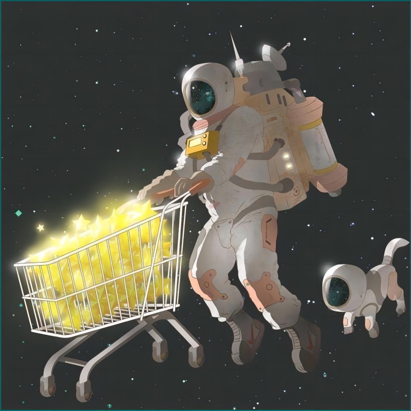 Astronaut, Stars, Space, Cats Wallpaper