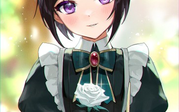 Shirayuki Chiyo, Maid Outfit, The Idolmaster Cinderella Girls, Purple Eyes, White Rose Wallpaper