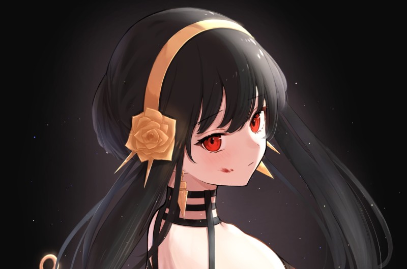 Yor Forger, Black Hair, Red Eyes, Smiling, Spy X Family Wallpaper