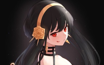 Yor Forger, Black Hair, Red Eyes, Smiling, Spy X Family Wallpaper