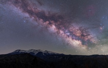 Starry Sky, Night, Nebula, Mountain, Scenery, Landscape Wallpaper