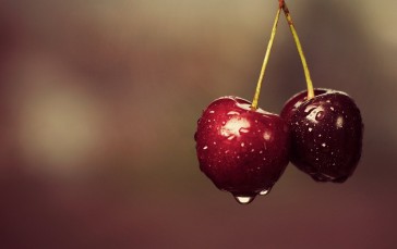Cherry, Fruits, Macro, Water Drops, Food Wallpaper