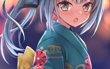 Kancolle, Kasumi, Kimono, Blush, Hands, Short Hair Wallpaper