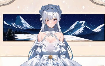 Anime Girls, Anime, AI Art, Dress, Mountains Wallpaper