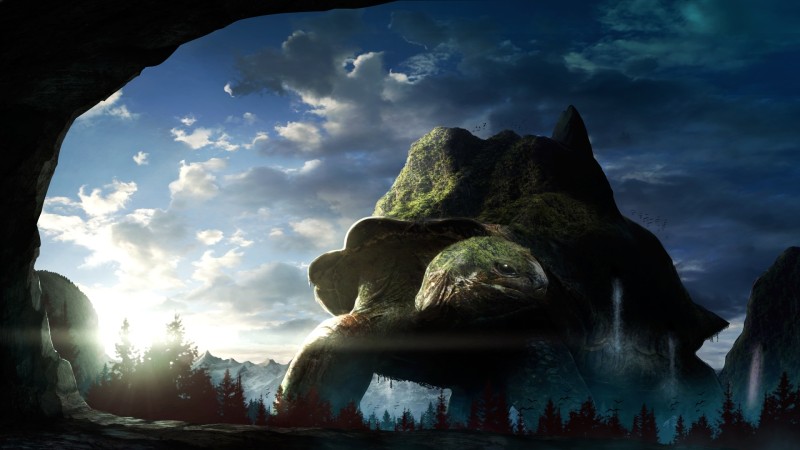 Fantasy Creature, Big Turtle, Clouds, Fantasy Art Wallpaper