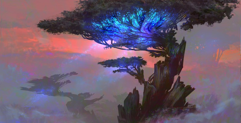 Glowing Tree, Fantasy Landscape, Artwork, Fantasy Art Wallpaper