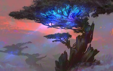 Glowing Tree, Fantasy Landscape, Artwork, Fantasy Art Wallpaper
