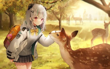Anime, Anime Girls, Deer, Backpacks Wallpaper