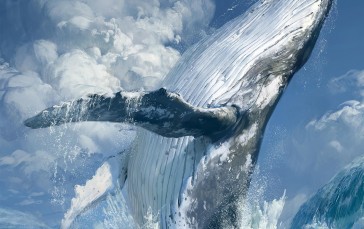 Blue Whale, Jump, Ocean, Artwork Wallpaper