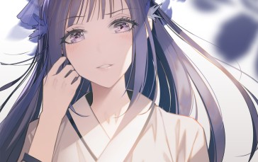 Beautiful Anime Girl, Kimono, Face Portrait, Anime Wallpaper