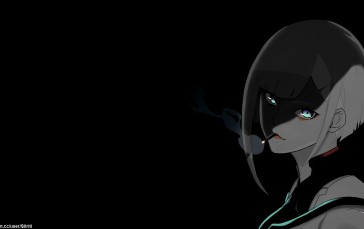 Anime Girls, Selective Coloring, Black Background, Dark Background, Simple Background Wallpaper