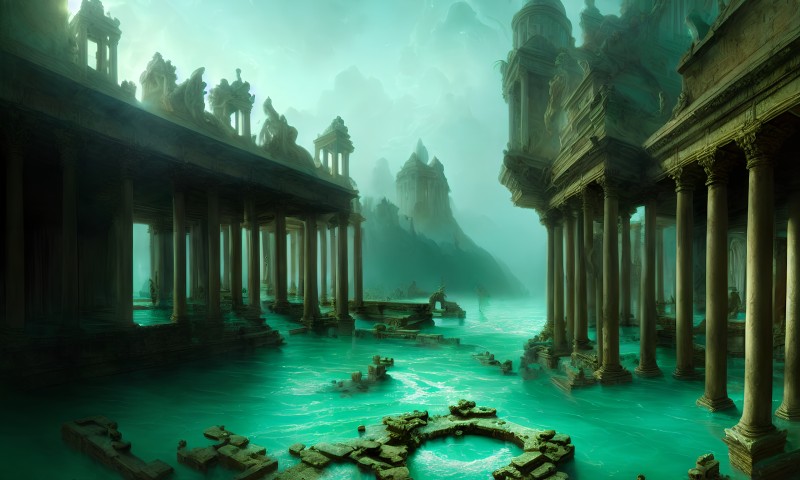 Ancient, Ruins, Flood, City, Water Wallpaper