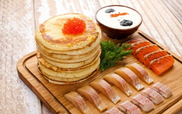 Pancakes, Salmon, Caviar, Food Wallpaper