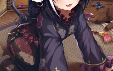 Princess Connect, Karyl, Animal Ears, Black Hair, Japanese Clothes Wallpaper