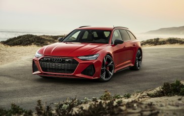 Audi Rs6 Avant, Red, Headlights, Vehicle Wallpaper