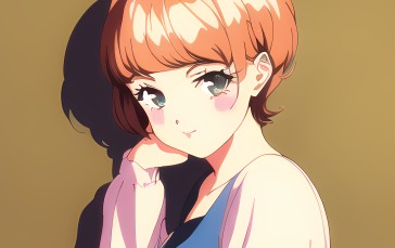 Anime Girls, Novel Ai, Redhead, Face Wallpaper