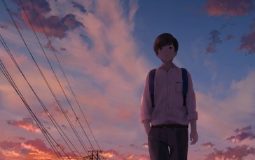 Anime Boy, Sky, Walking, School Uniform, Scenic Wallpaper