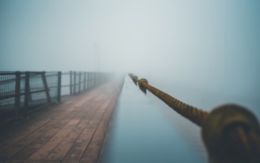 Pier, Foggy, Rope, Nature Wallpaper