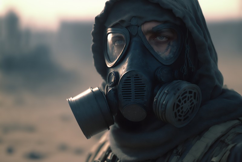 AI Art, War, Gas Masks, Apocalyptic Wallpaper