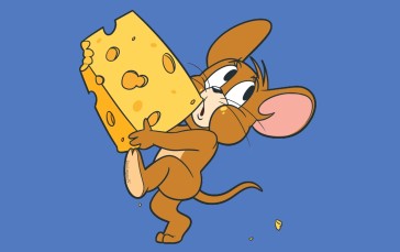 Cartoon, Tom and Jerry, Simple Background, Blue Background, Cheese Wallpaper