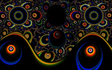 Wave Abstraction, Black, Circles, Illusion Wallpaper