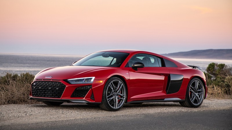 Audi R8 V10, Red, Side View, Sport Cars, Vehicle Wallpaper