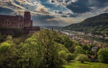 Castle, Germany, Architecture, River, Clouds, City Wallpaper