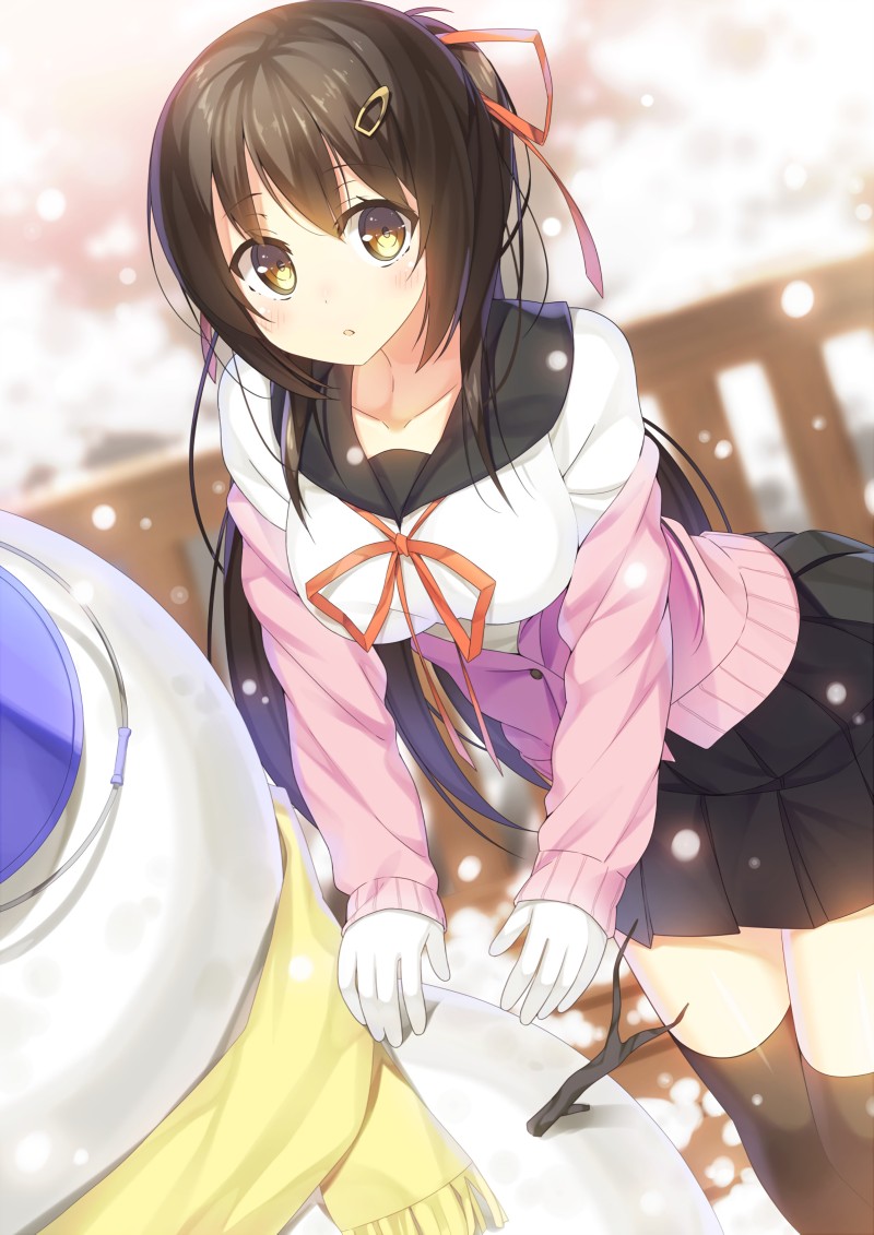 Cute Anime Girl, Loli, School Uniform, Bench, Anime Wallpaper