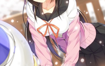 Cute Anime Girl, Loli, School Uniform, Bench, Anime Wallpaper