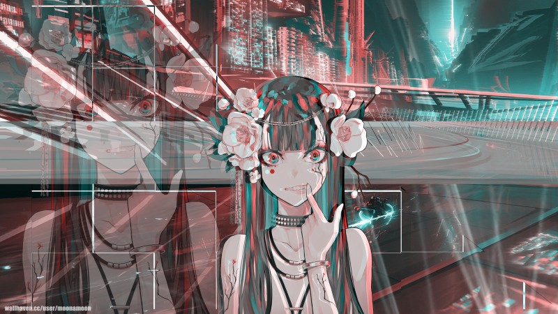 Anime, Anime Girls, Cyberpunk, Futuristic, Red Eyes Wallpaper