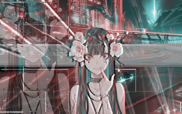Anime, Anime Girls, Cyberpunk, Futuristic, Red Eyes Wallpaper