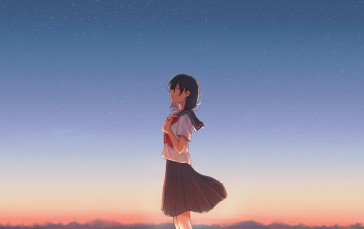 School Uniform, Sky, Outdoors, Anime Girls Wallpaper