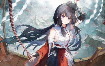 Anime, Anime Girls, Petals, Black Hair Wallpaper