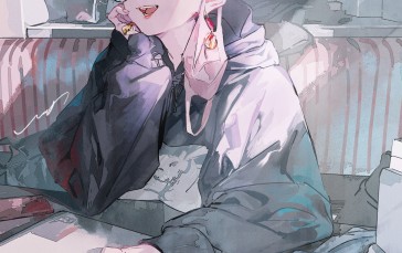 Megane Anime Girl, Polychromatic, Artist, Anime Wallpaper