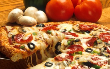 Pizza, Tomato, Fast Food, Piece, Food Wallpaper