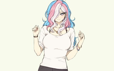 Pretty Anime Girl, Colorful Hair, Polychromatic, Earrings Wallpaper