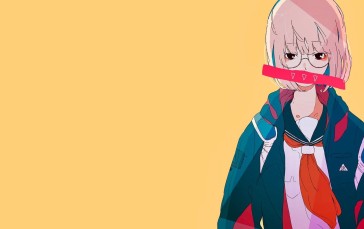 Anime Girl, Meganekko, Pink Hair, Sailor Uniform, Anime Wallpaper