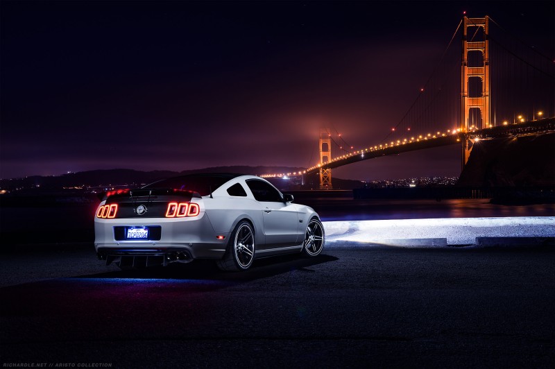 Car, Ford, Ford Mustang, Bridge, Taillights Wallpaper