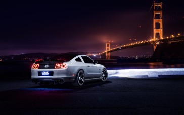 Car, Ford, Ford Mustang, Bridge, Taillights Wallpaper