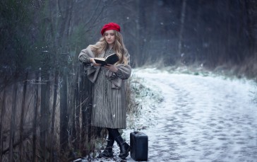 Women, Snow, Forest, Berets Wallpaper