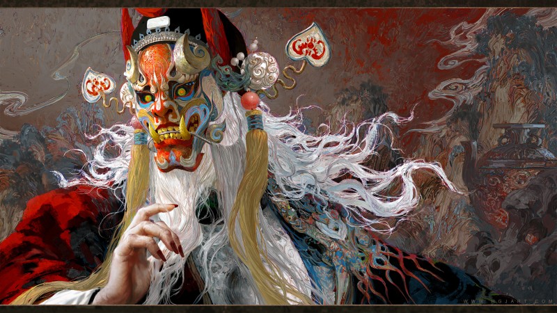 Huang Guangjian, Artwork, Mask, Peking Opera, Chinese Clothing Wallpaper