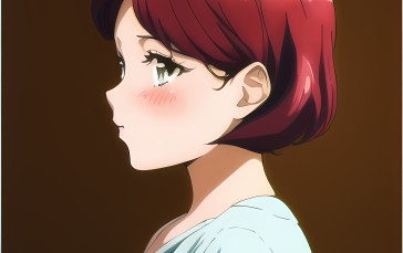 Anime Girls, Novel Ai, AI Art, Simple Background, Redhead Wallpaper