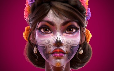Artwork, Women, Face, Portrait, Dia De Los Muertos Wallpaper