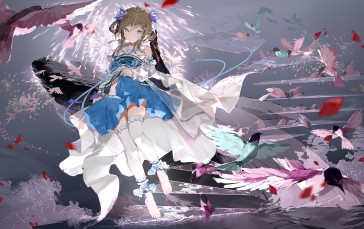 Anime, Anime Girls, Petals, Blonde, Blue Eyes Wallpaper