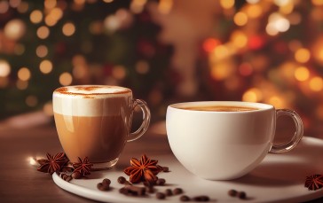 Coffee, Coffee Beans, Latte, Christmas, Holiday, Cup Wallpaper