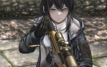 Anime Soldier Girl, Brown Hair, Beautiful, Gloves, Coat Wallpaper