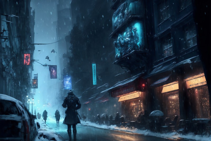 AI Art, Winter, Snow, City Wallpaper